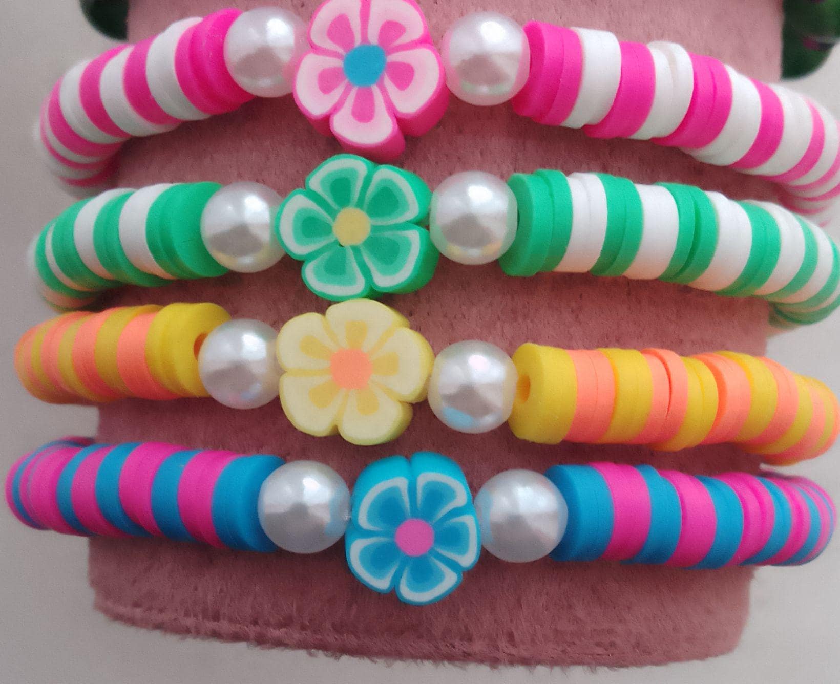 Clay Bead Flower Bracelets