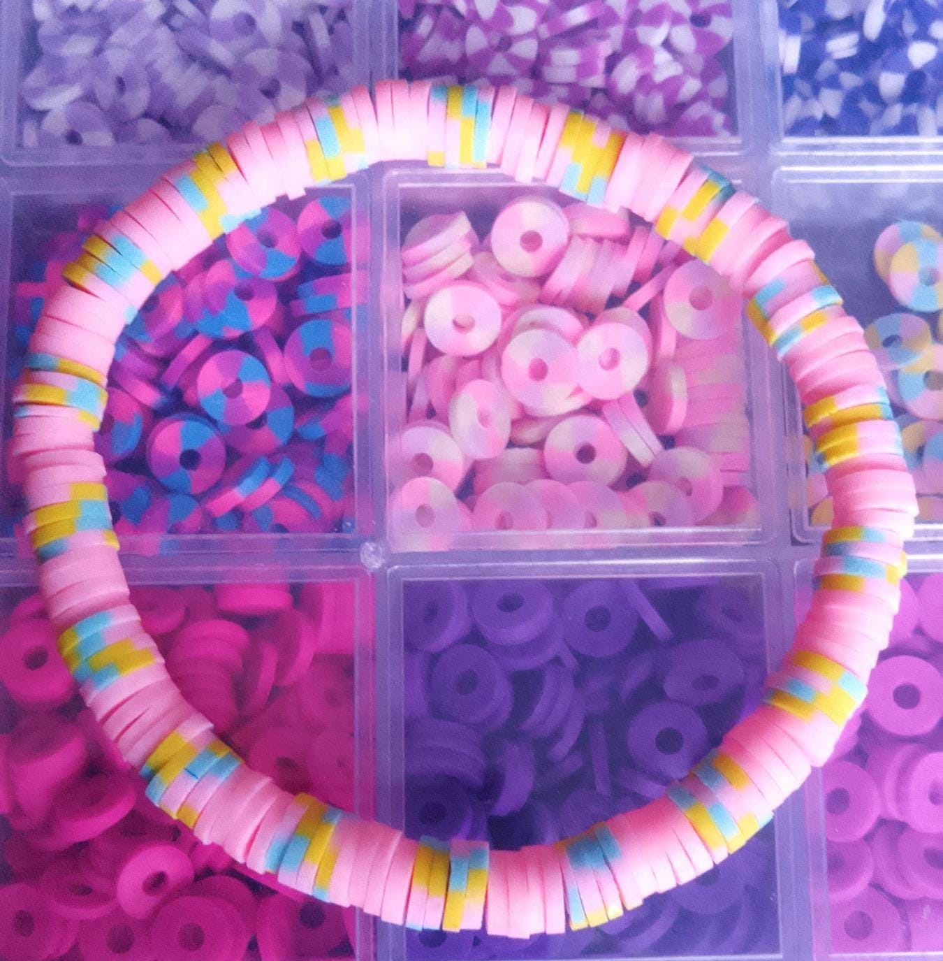 Clay Bead Pink, Blue and Yellow Bracelets