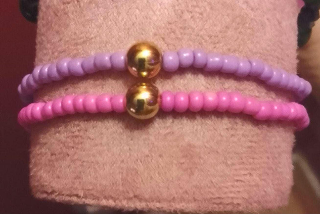 Glass Bead Purple and Pink Bracelets