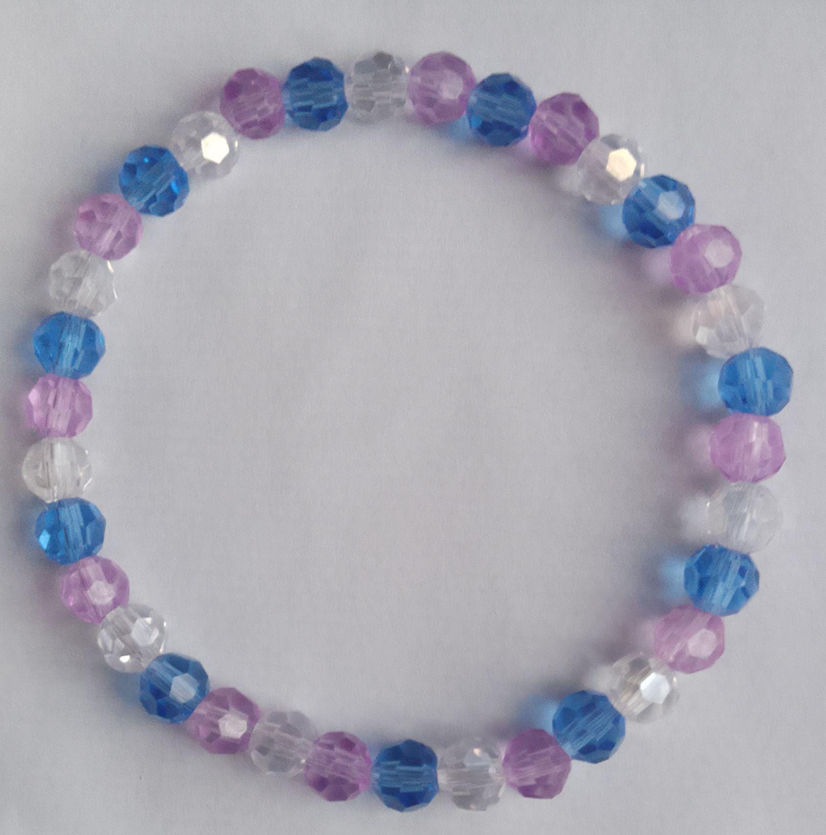 Blue and Purple Faceted Glass Beaded Bracelets