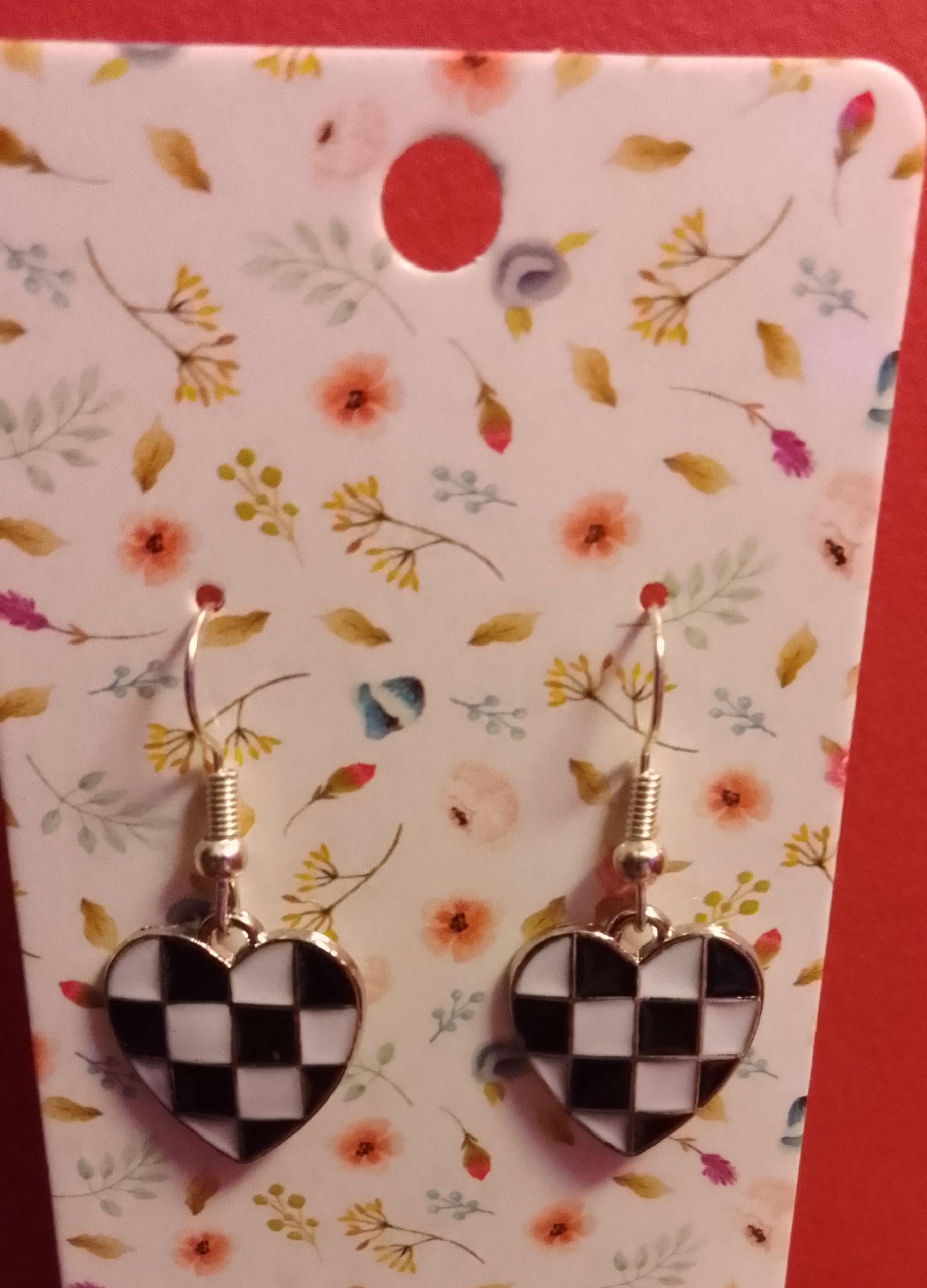 Checkered Heart Earrings