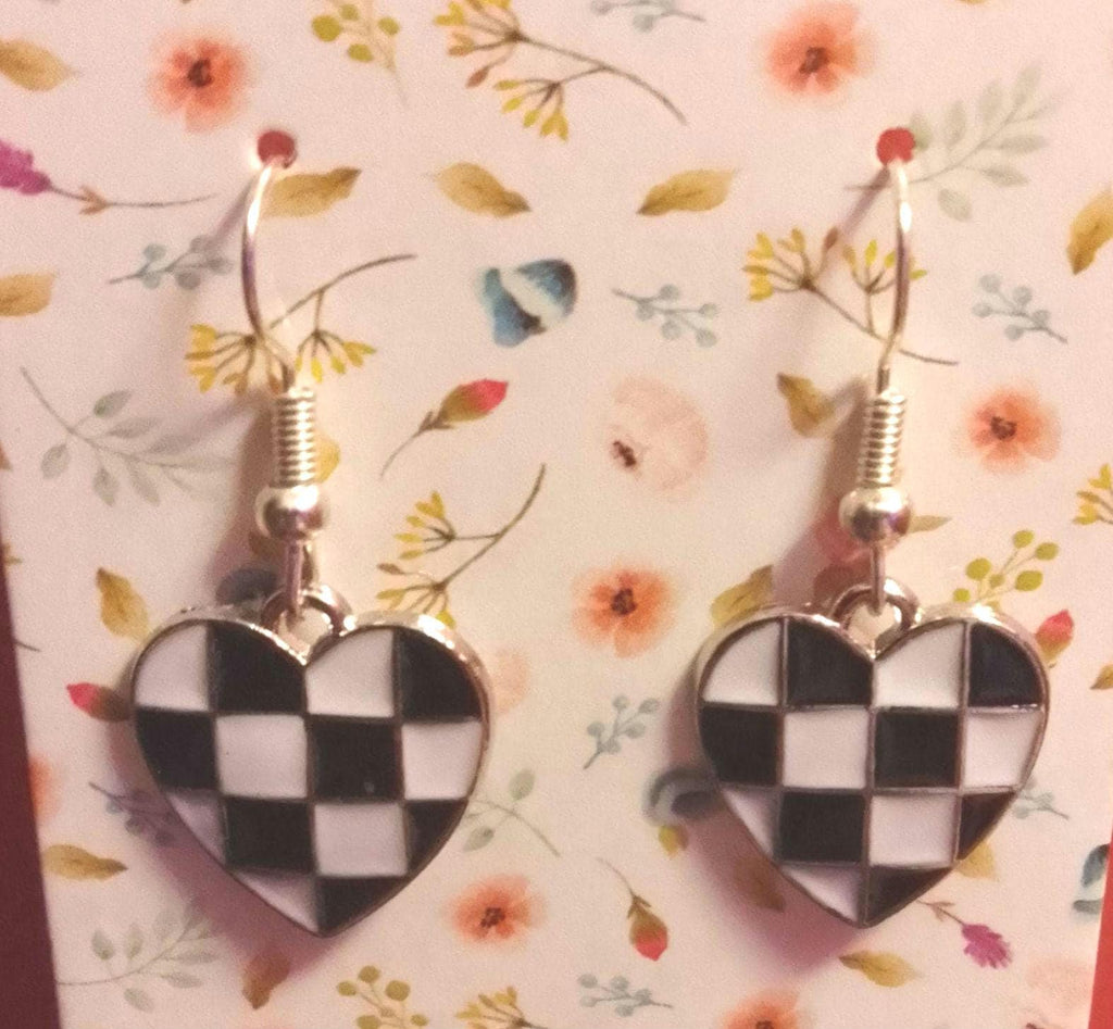Checkered Heart Earrings