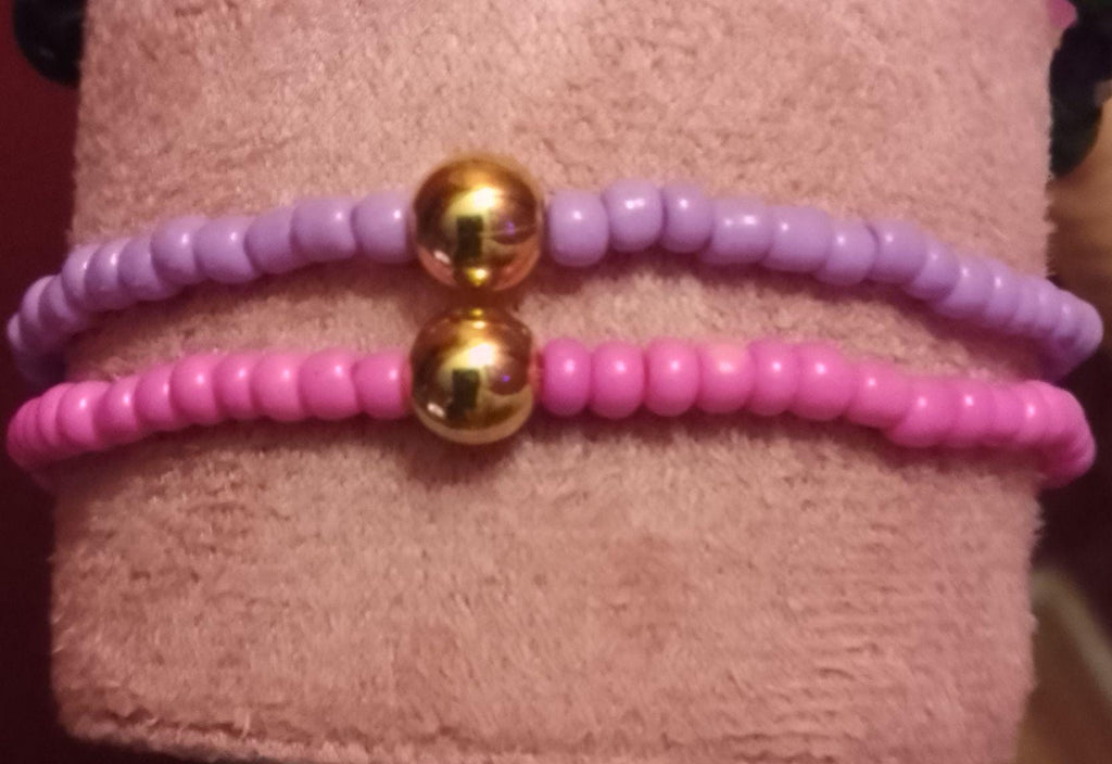 Glass Bead Purple and Pink Bracelets