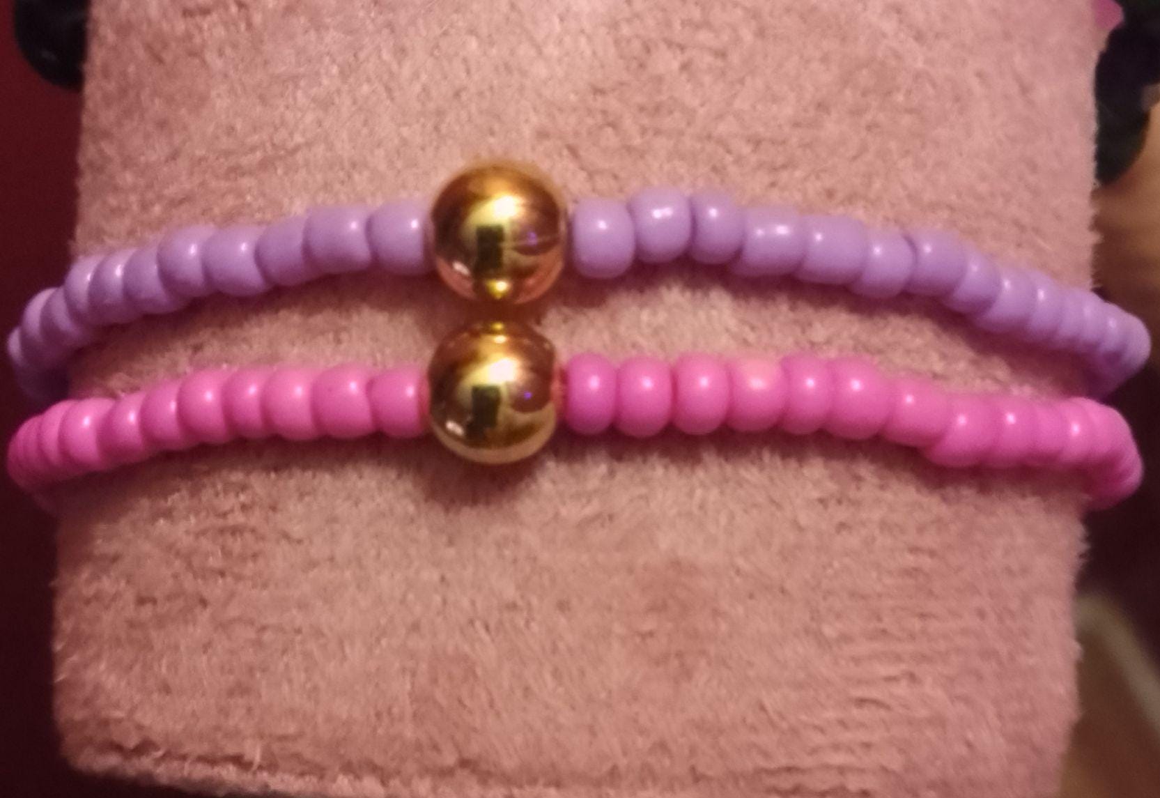 Glass Bead Purple and Pink Bracelets