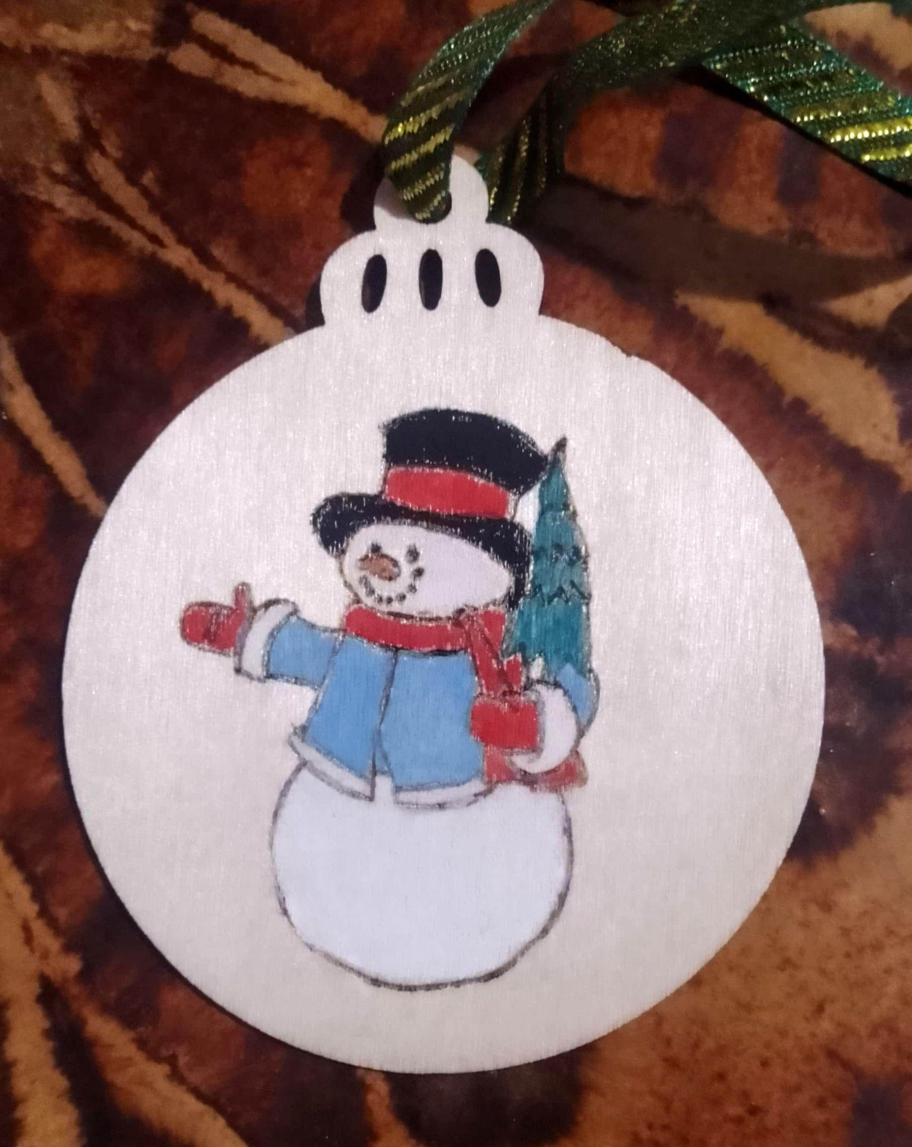Handmade Snowman Wooden Christmas Baubles