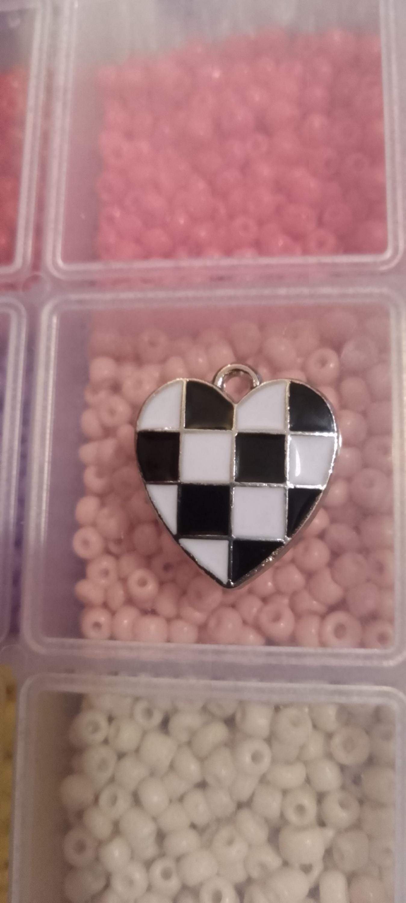 Checkered Heart Charms
