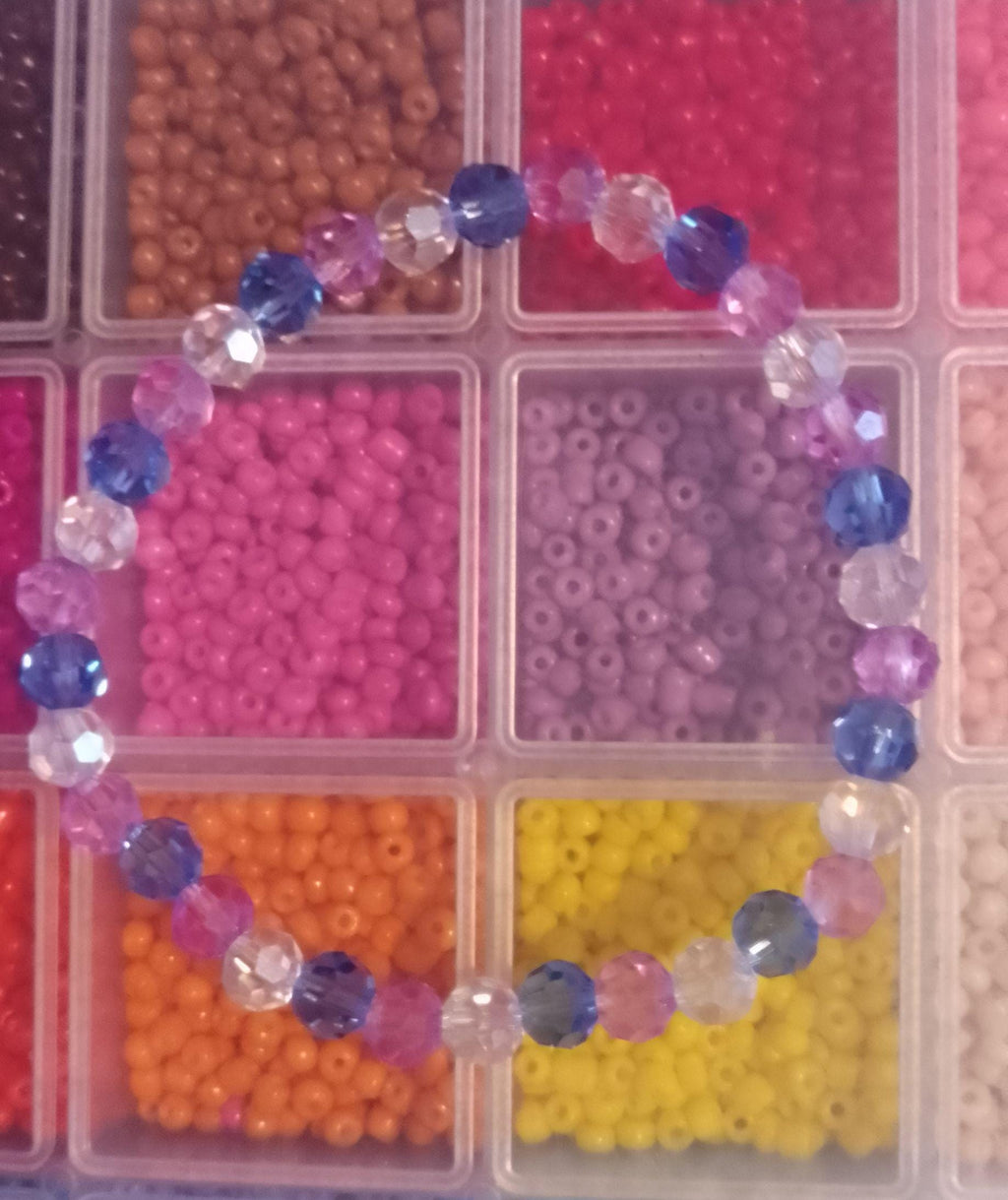 Blue and Purple Faceted Glass Beaded Bracelets
