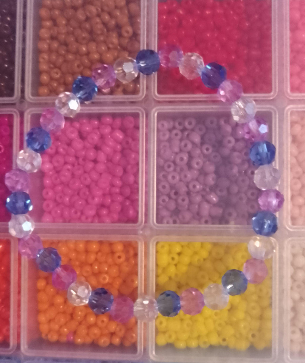 Blue and Purple Faceted Glass Beaded Bracelets