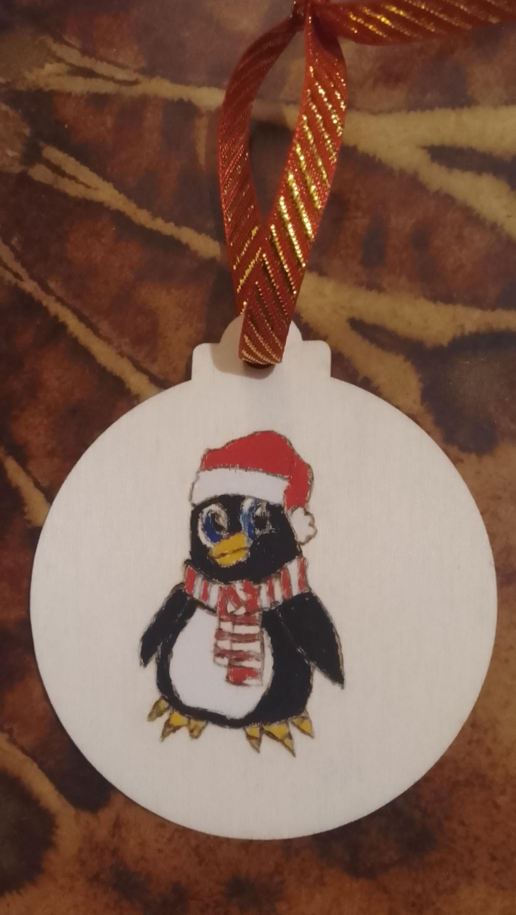 Handmade Penguin Christmas Wooden Baubles