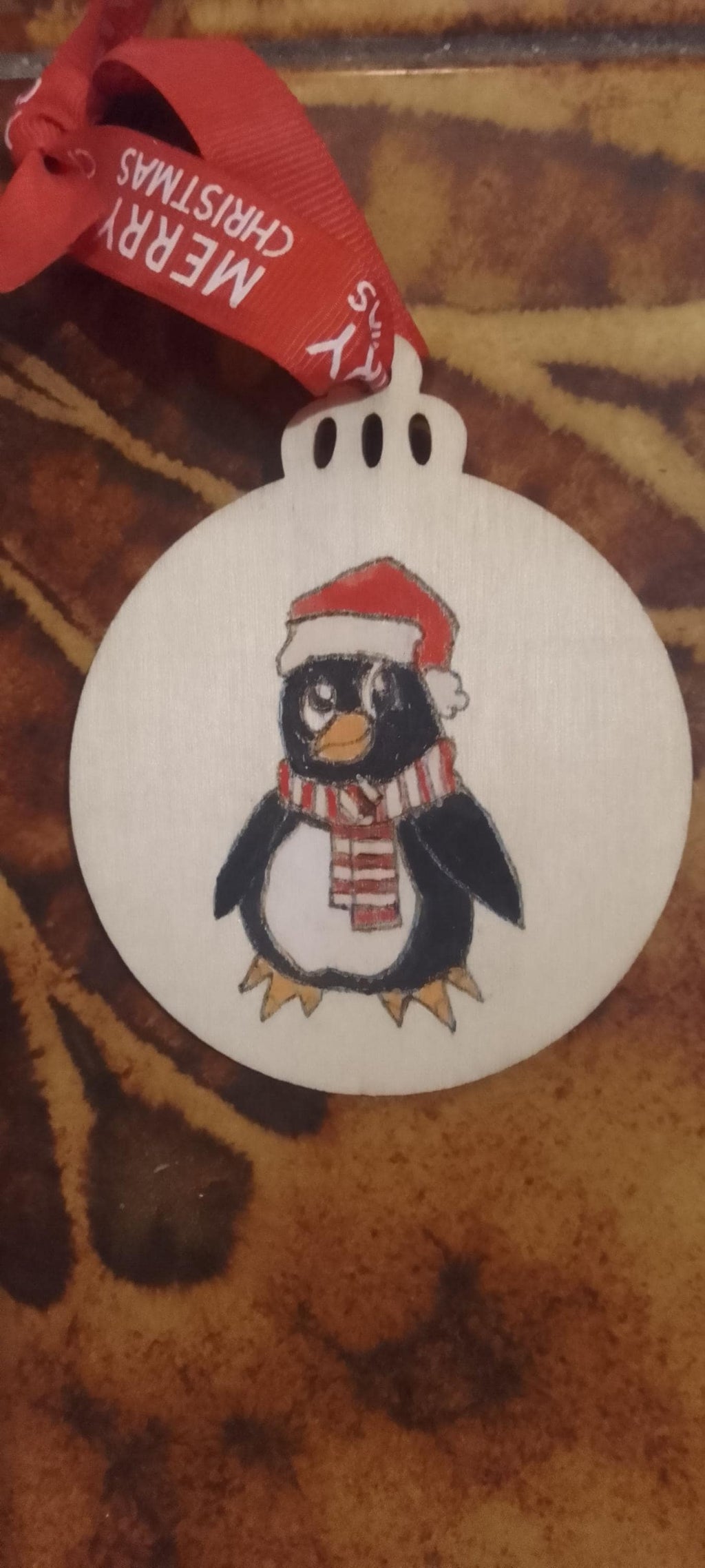 Handmade Penguin Christmas Wooden Baubles