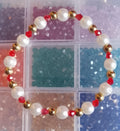 White,Red and Gold Glass Bead Bracelets