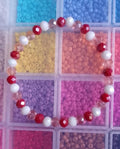 Red and White Faceted Glass Bead Bracelets