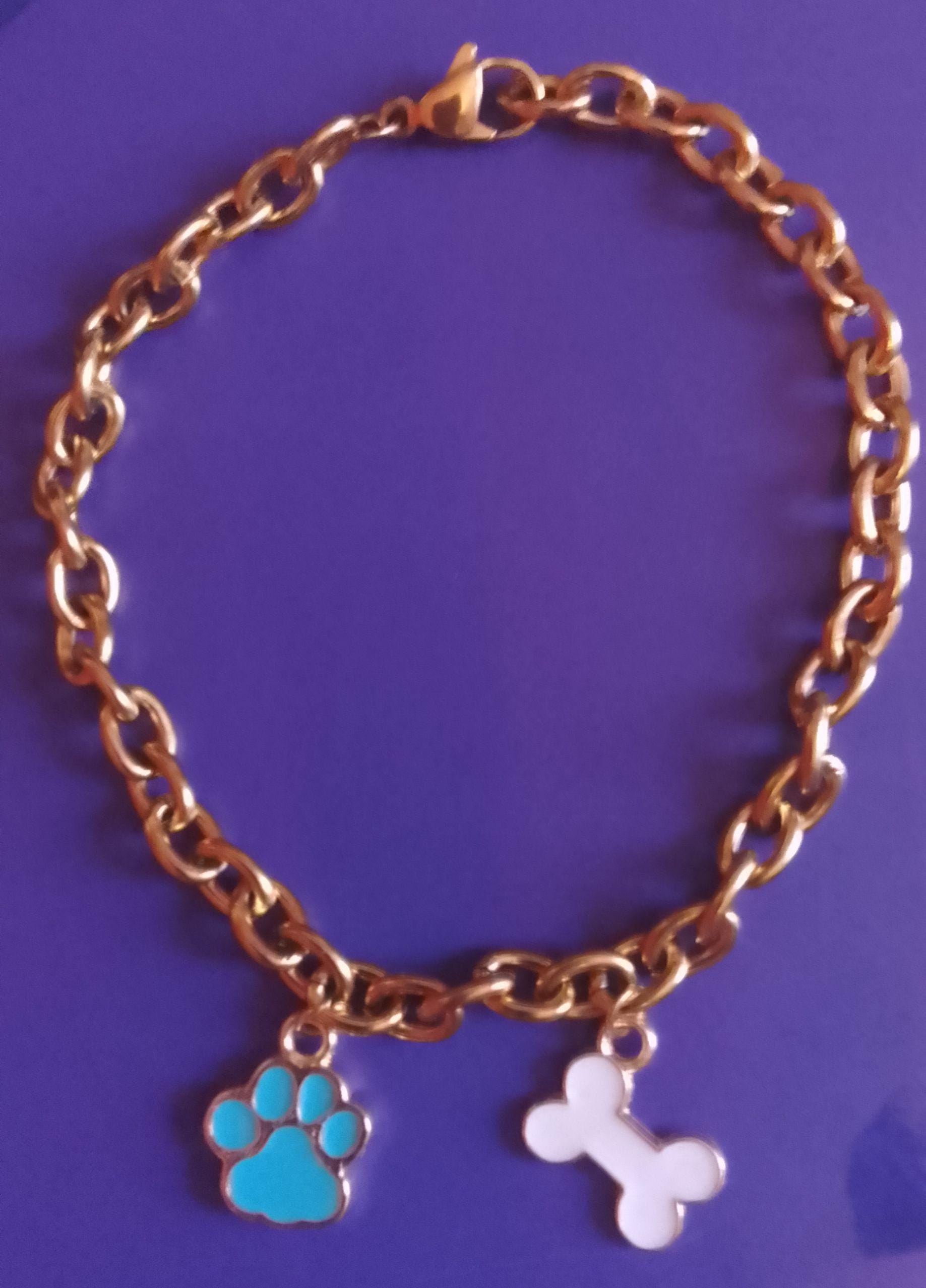 Dog themed Charm Bracelets, Pink and Blue