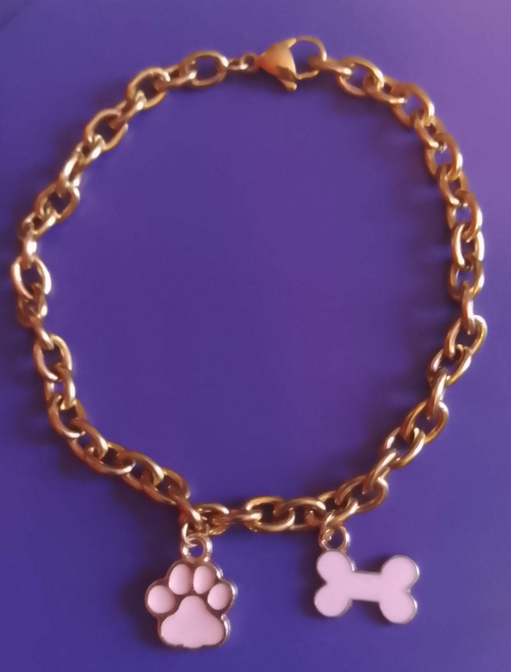 Dog themed Charm Bracelets, Pink and Blue