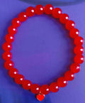 Red Glass Bead Bracelets with Heart Charm