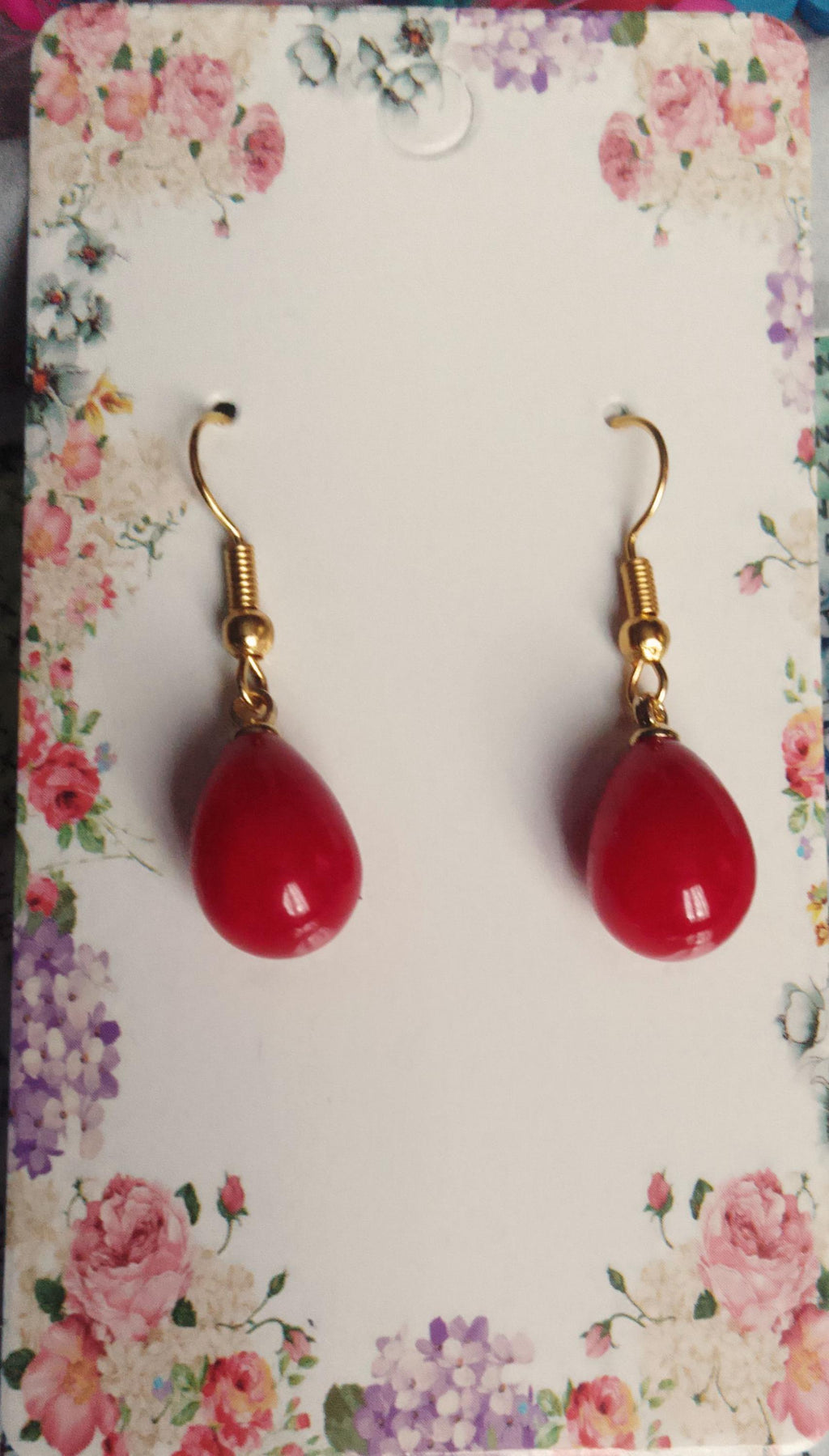 Red Pearl Drop Earrings