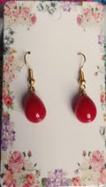 Red Pearl Drop Earrings