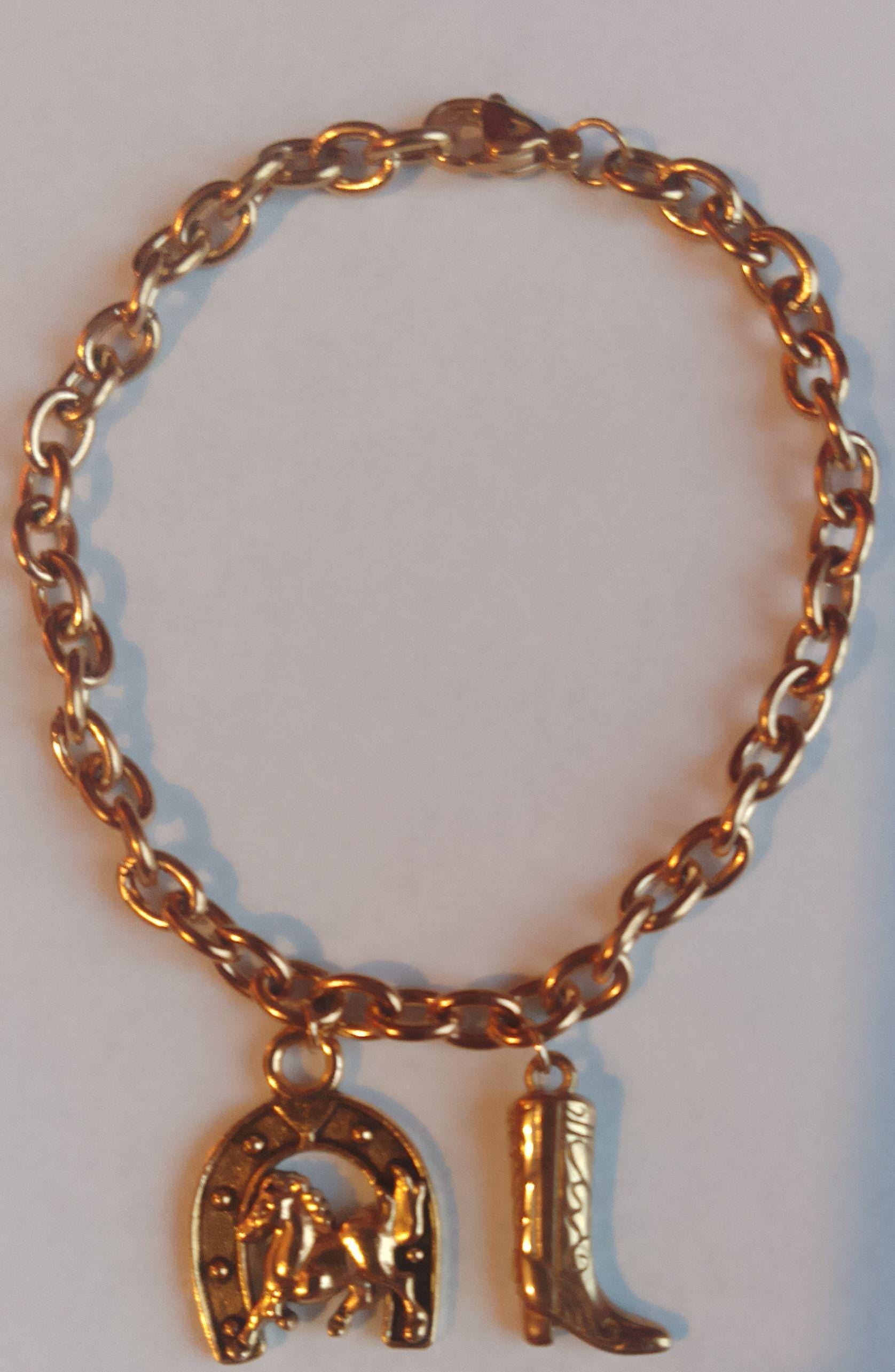 Cowboy Boot and Horse Shoe Charm Bracelets